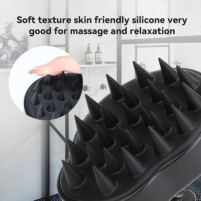 MOCHTERO Handheld Scalp Massager, for Stress Relax Hair Growth,Silicone Hair Brush, Black