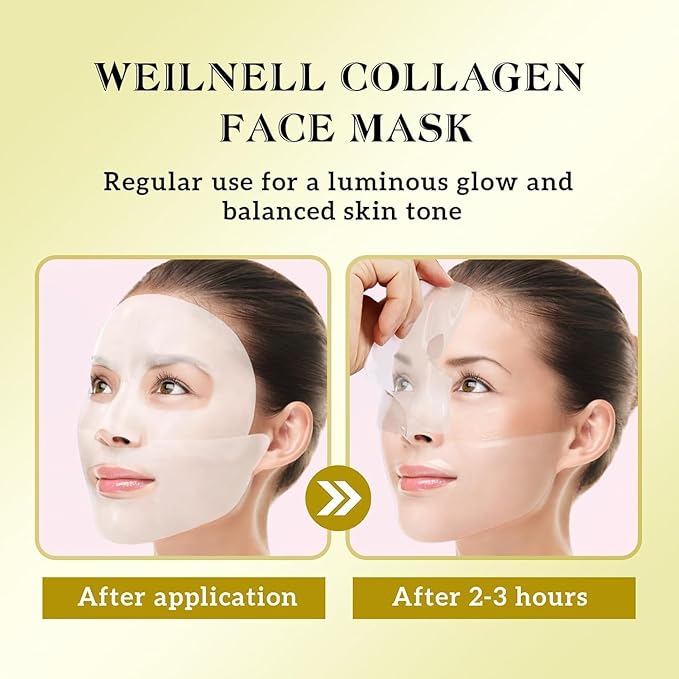 Deep Collagen Anti-Wrinkle Lifting Overnight mask, Bio-Collagen Real Deep Mask, Hydrating Face Mask with Low Molecular Weight Collagen for Elasticity, Pore Minimizing, Firming, Moisturizing 4 Pcs