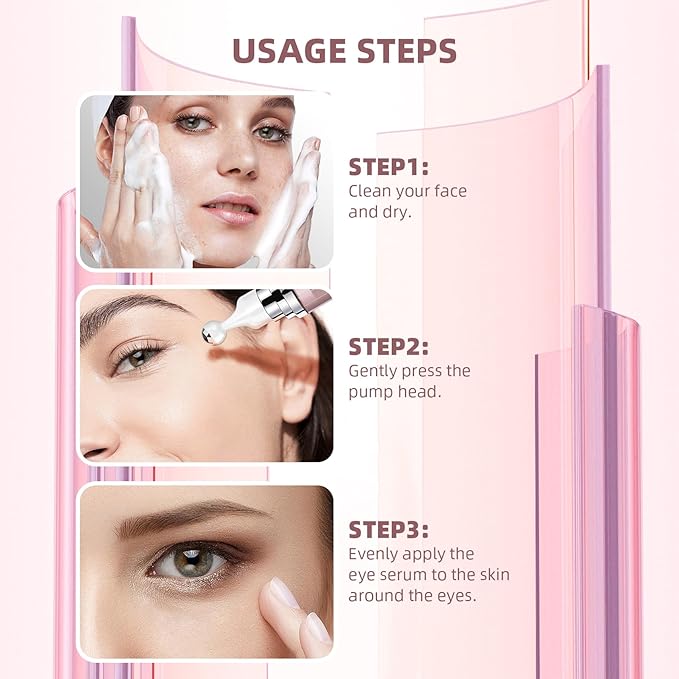 5% Caffeine Eye Cream & Under Eye Serum for Dark Circles and Puffiness Eye Care Eye Roller Serum with 360° Massage Ball Eye Treatment Serum Under Eye Roller Cream for Women Reduce Wrinkles Fine Lines
