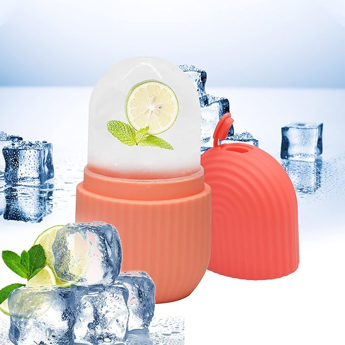 Ice Face Roller, Ice Roller for Face and Eye,Puffiness Relief,Face Roller Skin Care,Naturally Tone and Tighten Skin,Silicone Facial Massage Ice Mold,Reusable Face Massage,Ice Mold for Face Beauty Gift for Women (Pink)