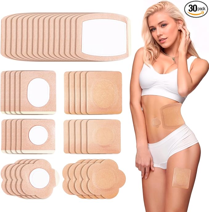 30Pcs Adhesive Castor Oil Patch, Cotton Disposable Castor Oil Pack Wrap for Waist Back Neck Arm Belly