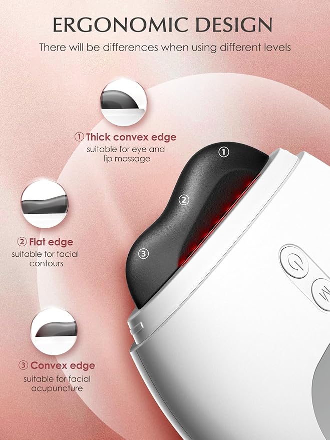 Gua Sha Facial Tools, Face Sculpting Tool Electric Face Massager with Heat & Vibration 5 Models, 1000mAh Battery Anti-Aging Device & EyeFace Puffiness & Wrinkles & FirmTighten - Gift for Women White