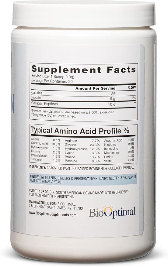 Collagen Peptides Powder - Grass-Fed, Pasture-Raised Hydrolyzed Protein Supplement for Skin, Hair, & Nails - Non-GMO, Zero Sugar Daily Supplement for Men & Women (30 Servings)