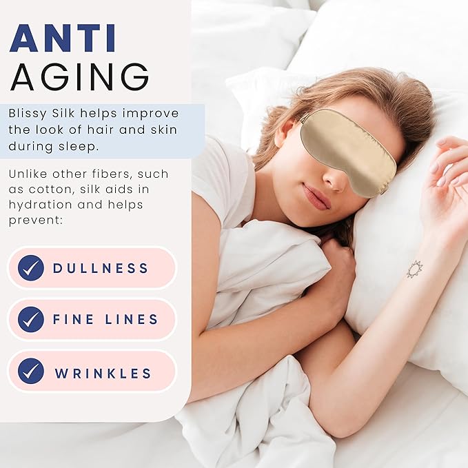 Blissy Silk Sleep Mask - Eye Sleeping Mask for Women & Men for Total Blackout - 100% Pure Mulberry Silk, 22 Momme 6a Fibers - Blindfold Sleep Mask Side Sleeper Eye Cover (Taupe)