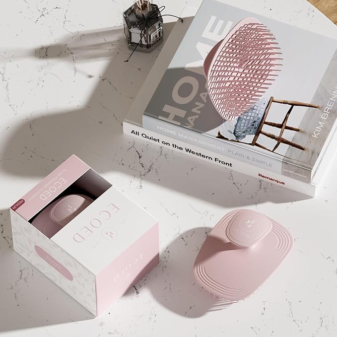 Scalp Massager Shampoo Brush, Scalp Scrubber & Exfoliator for Dandruff Removal, Wet & Dry and Detangler for Men and Women, Suitable for Short Medium Hair (Pink)