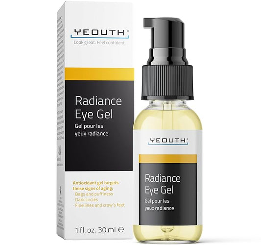 YEOUTH Under Eye Gel with Hyaluronic Acid for Puffiness, Under Eye Bags & Circles, Hydrating Skincare for Tired-Looking Eyes 1oz