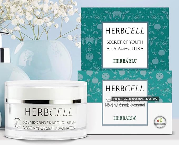 Herbal Eye Cream with Stem Cell Extract, Anti-Aging, Wrinkle-Reducing, Puffy Eye Treatment, Natural Under Eye Cream with Botanical Plant-Based Ingredients for Dark Circles & Fine Lines -1.7oz HERBCELL