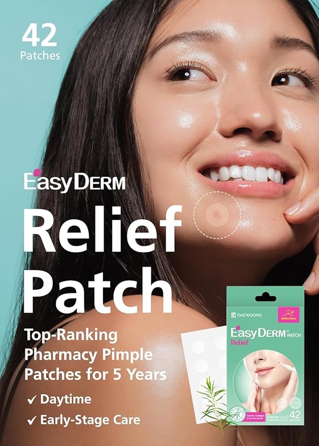EasyDerm Pimple Patch Duo – 84 Counts | Beauty Hydrocolloid Patch(42ea) + Relief Invisible Patch(42ea) Tea Tree Oil Spot treatment for Zit, Blemish, and Breakout Care | Vegan & Cruelty-Free