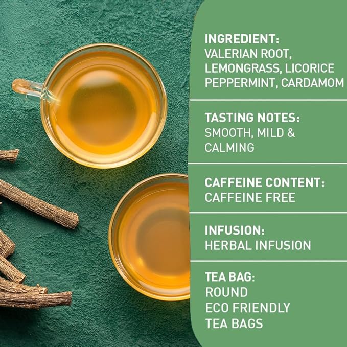 HANDPICK, Valerian Root Tea Bags (Valeriana) 50 Count | Non-GMO, Caffeine Free, Real Ingredients | Earthy/Woody Herbal Tea Bags | Round Eco-conscious Tea Bags