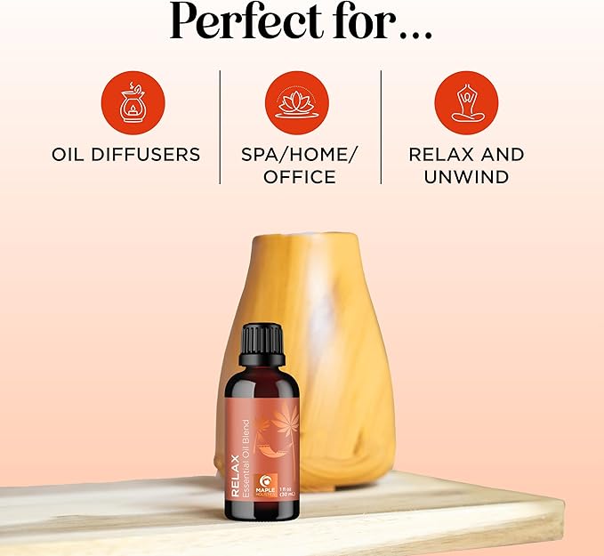 Relaxing Essential Oil Blend for Diffuser - Aromatherapy Blend of Essential Oils for Diffusers for Home and Travel Stress Support with Lavender Geranium Roman Chamomile and Ylang Ylang Diffuser Oils