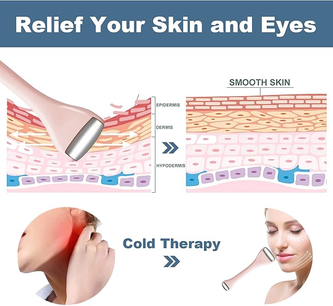Mini Eye Ice Roller for Eye Puffiness, Facial Ice Roller and Mini Eye Roller 2 In 1, Eye Massager for Migraine Relief, Tighten Pores, Pain Relief, Reduce Wrinkle Puffy