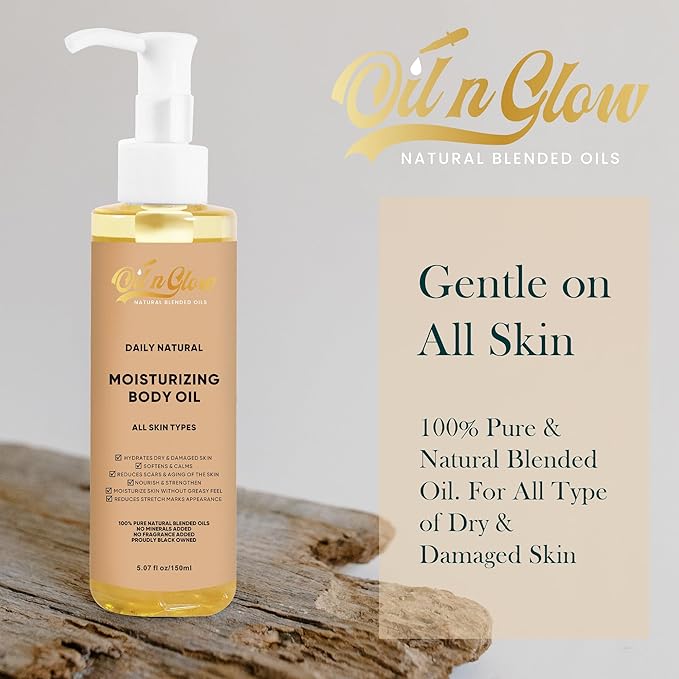 100% Pure Natural Hydrating Body Oil After Shower With Vitamin E, Coconut, Jojoba, Olive, Almond - Moisturizing Oil For Dry Skin, Non-Greasy Body Oils For Women & Men - Unscented 5.07 fl oz