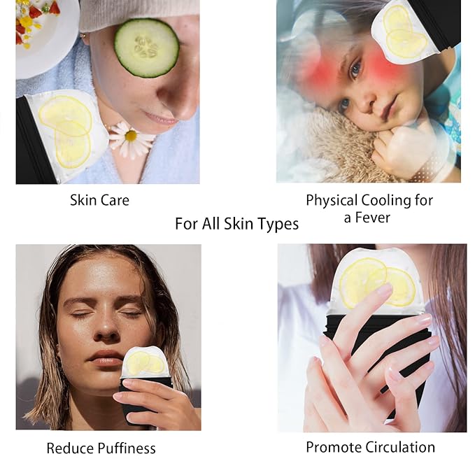 Ice Roller for Face, Qewro Silicone for Tone skin, Reusable Eye Puffiness Relief, Ice Roller Mold for Neck, Facial Roller to Remove Fine Lines Pores Anti Wrinkles (Black)