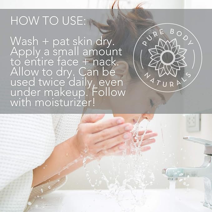 Pure Body Naturals Vitamin B3 Niacinamide Serum, 1 Fluid Ounce - Super Moisturizer Cream for A Younger Looking Face and Body - Pore Reducing Facial Lotion - Pure and Natural Ingredients