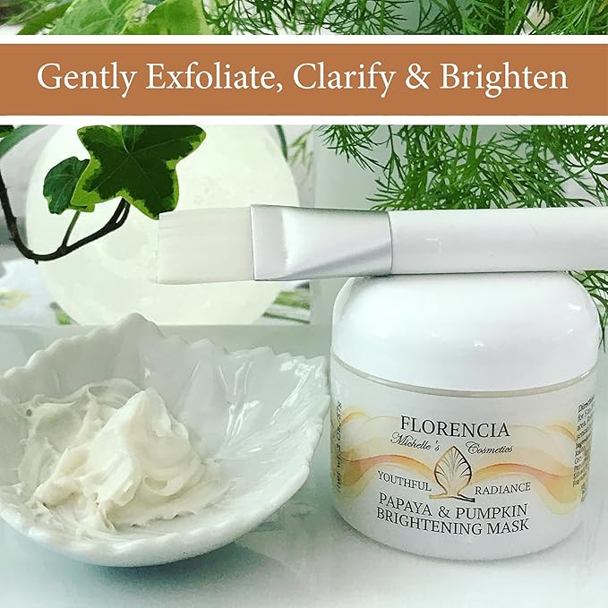 Florencia Papaya & Pumpkin Brightening Mask - Exfoliating Facial Mask for Soft, Smooth Skin - Removes Impurities, Brightens Complexion - Natural & Gentle, 2 oz