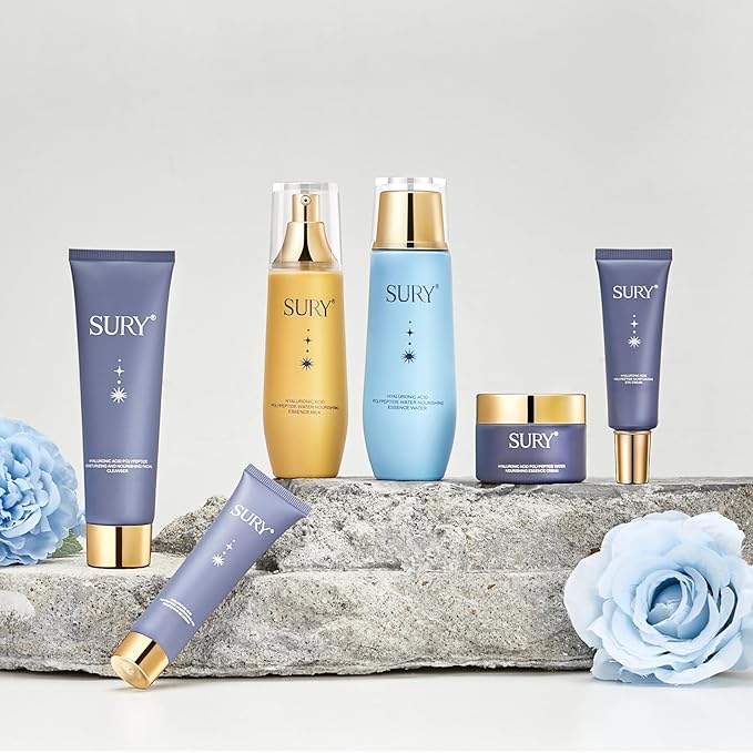 6-pcs Anti-Aging Skin Care Set Gentle Skin | Complete Skincare Process Beauty Skin Care Kit Gift Sets & Kits with Cleanser, Toner, Lotion, Essence, Face Cream, Eye Cream for Women Girl Gifts