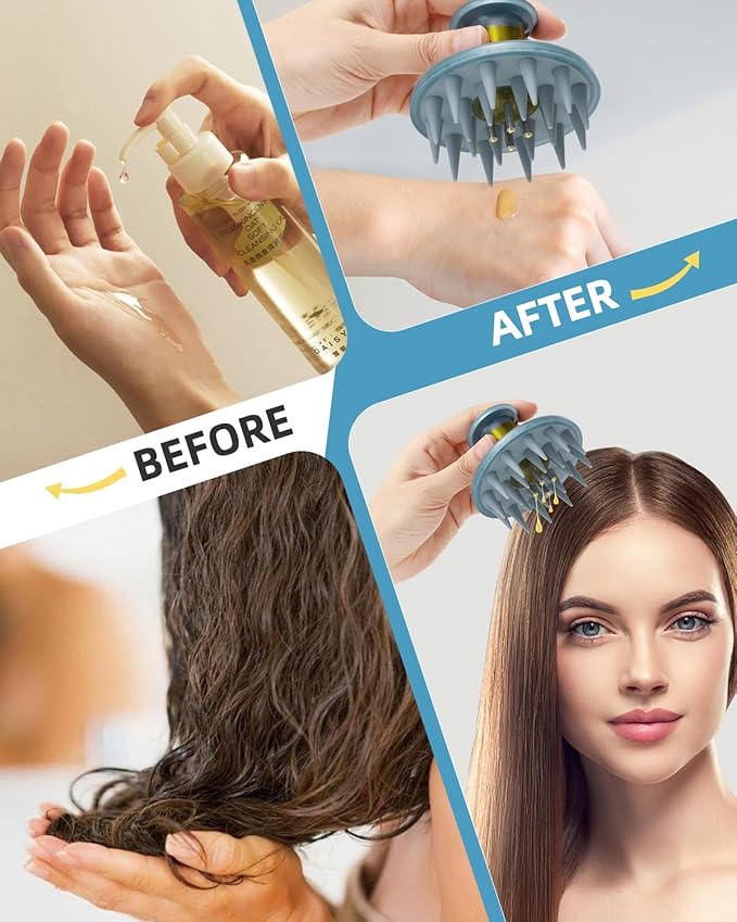 Hair Oil Applicator Brush, Scalp Oil Applicator Hair Oil Dispenser Hair Growth Oil Comb with Silicon Massage TeethScalp Oil Applicator for Scalp Hair Oiling Applicator with Massage Balls