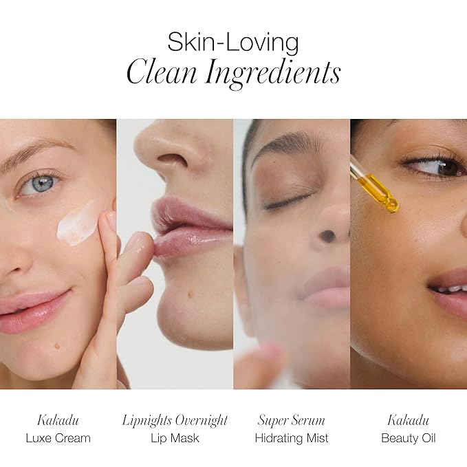 RMS Beauty Skincare Secrets Kit - Skin Care Set Kakadu Beauty Oil, Kakadu Luxe Cream, SuperSerum Hydrating Mist & Lipnights Lip Mask, Beauty Present Sets