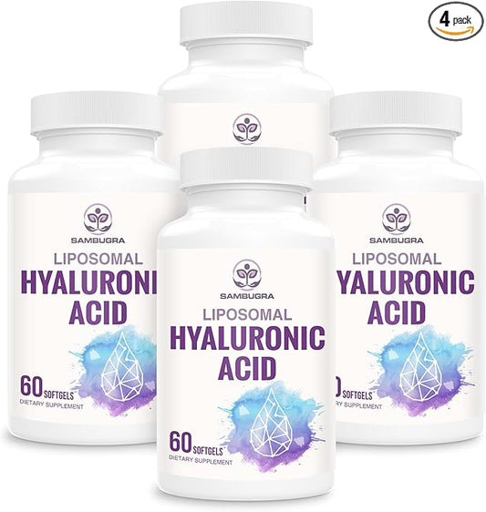 Liposomal Hyaluronic Acid 1000mg, High BioavailabilityHyaluronic Acid Capsules, Dietary Supplement Support Skin and Joint Lubrication, 240 Capsules (Pack of 4)