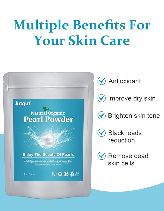2PCS Freshwater Pearl Powder Organic, 100% Natural Pearl Powder, DIY Skincare —DIY Antioxidant, Deep Cleansing, Pore-Shrinking, Anti-Aging Mask