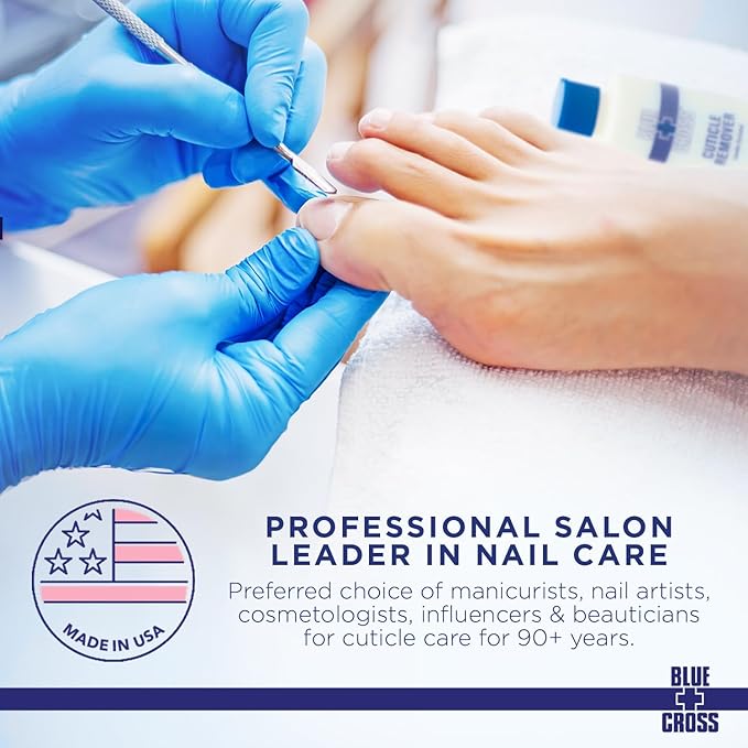 Blue Cross Cuticle Remover Liquid, Cuticle Softener for Nails, Professional Nail Care with Lanolin for Brittle Hang Nails, Hydrating, Moisturizing, Dry Cuticles, Made in USA, 6oz