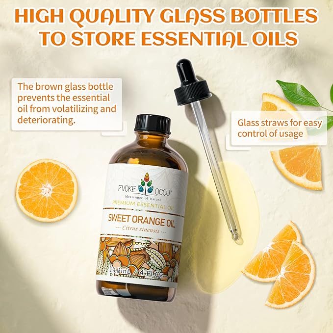 EVOKE OCCU Orange Essential Oil for Clean Diffuser Hair Spray, DIY Candle and Soap - 4 Fl Oz