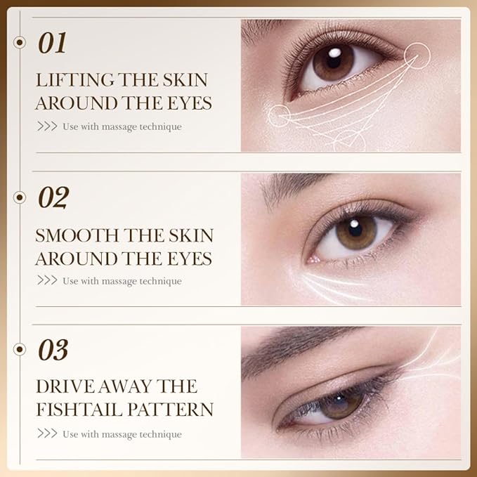 Hunqian 24K Gold Eye Cream - Anti-Aging, Reduce Wrinkles, Dark Circles & Puffiness, with 24K Gold Particles & Premium Ingredients for Delicate Eye Area Care.20g/box