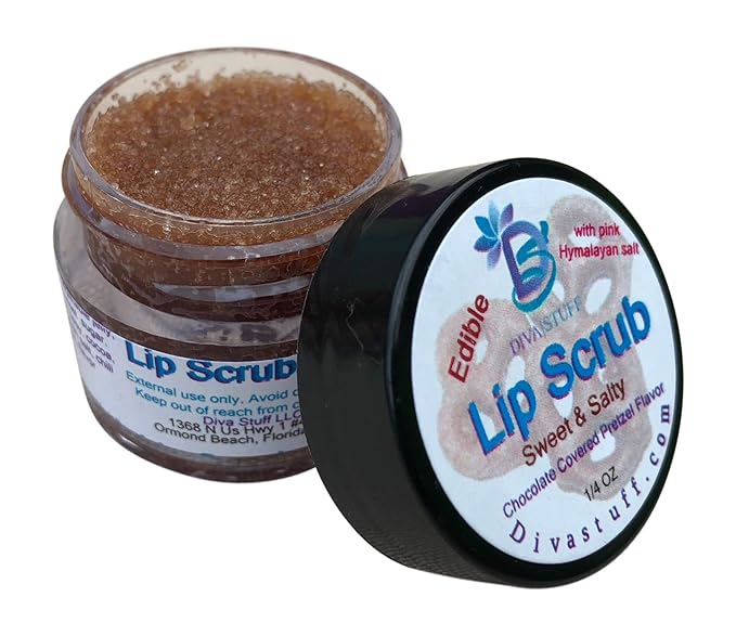 Diva Stuff Ultra Hydrating Lip Scrub for Soft Lips, Gentle Exfoliation, Moisturizer & Conditioner, Chocolate Covered Pretzel – ¼ oz (Made in the USA)