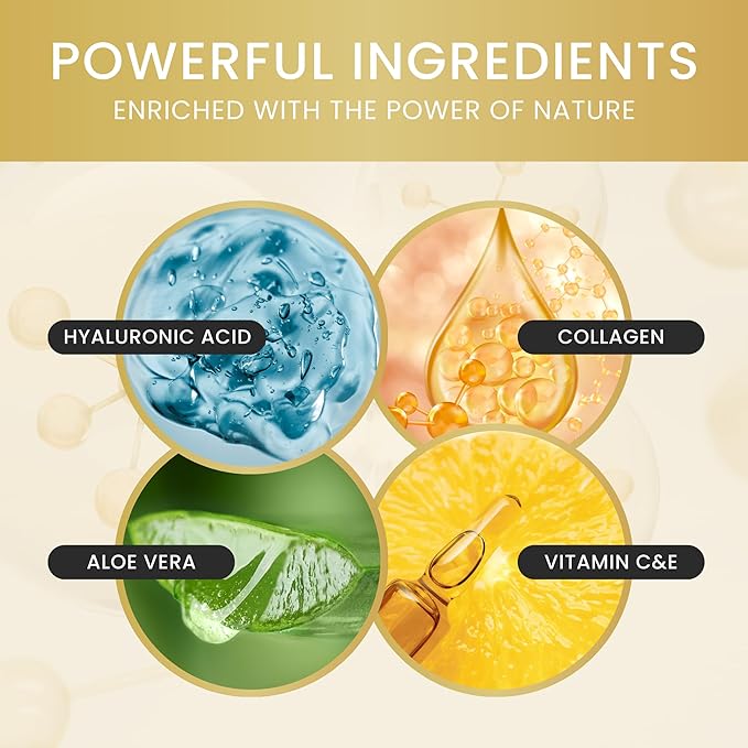 24K Gold Under Eye Patches (22 Pairs) – Collagen Masks for Dark Circles, Puffiness & Wrinkles – Skincare Treatment for Women