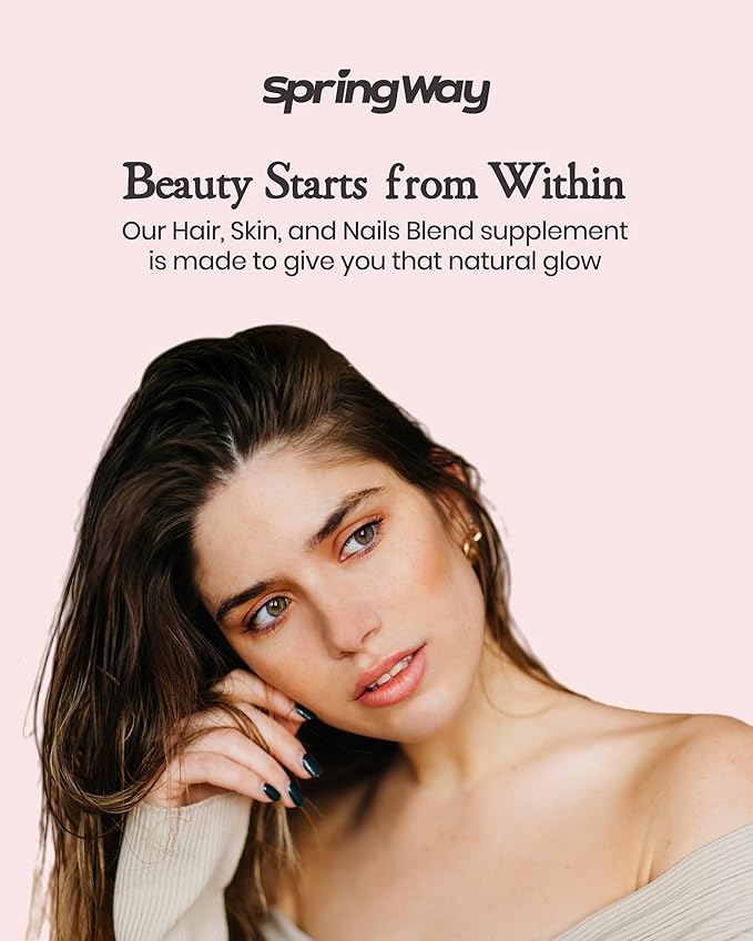 Hair Skin & Nails Blend, Ultimate Hair Nutraceutical With Biotin 5000mcg, Vitamins A, B6, C, D, Supports Healthy Hair, Supports Faster Hair Growth, Healthy Skin, Stronger Nails, 60 Capsules