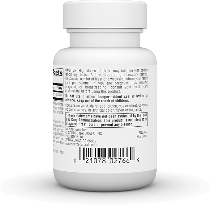 Source Naturals Biotin Fast Melt, Hair Skin and Nail Support*, 10,000 mg - 60 Fast Melt Tablets