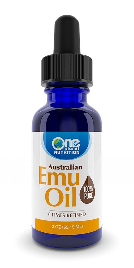 One Planet Nutrition Australian Emu Oil 2 oz, Pure & Natural, 6x Refined, Cold Pressed for Face & Hair, Transdermal (Easy Absorption), Non-GMO, Gluten-Free, for Skin Hydration