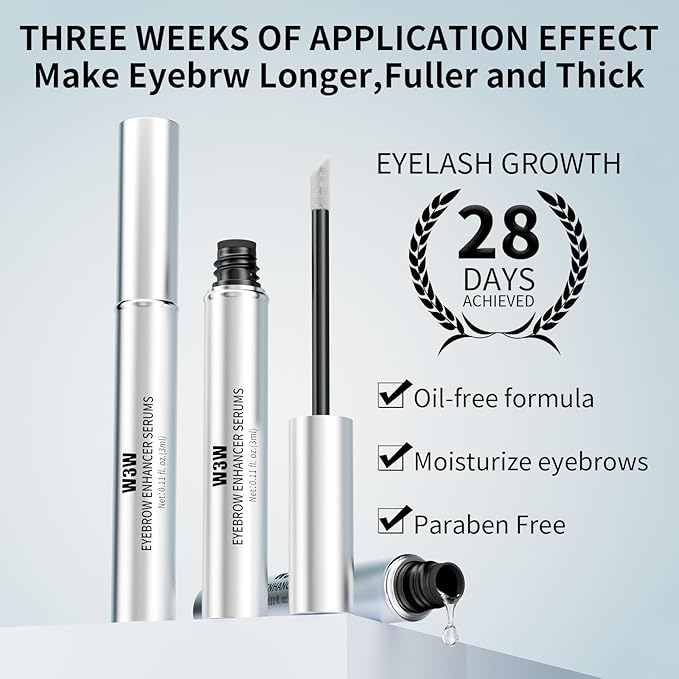 Natural Eyebrow Growth Serum To Grow Brows for Women, Fuller, Thicker, Longer Brows, 3ML Plant Extracts Enhancer, Visible Growth in 4 Weeks, Vegan & Cruelty-Free
