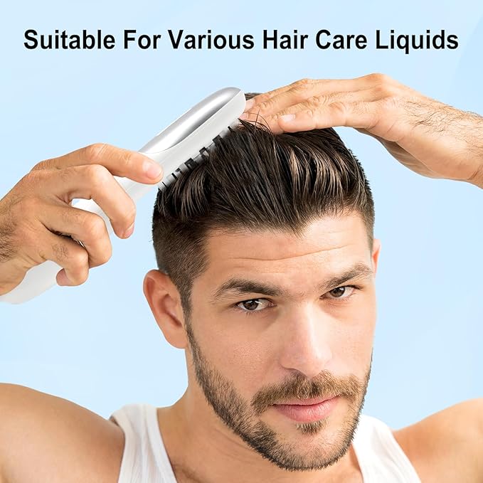 3-in-1 Hair Oil Applicator for Scalp with No-Drip Dispenser, Portable Hair Brush, Wireless Electric Scalp Massager for Travel and Home Use