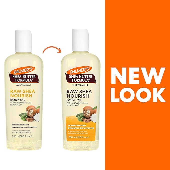 Palmer's Shea Formula Raw Shea Body Oil with Vitamin E, Deep Body Moisturizer to Soothe & Nourish Dry, Sensitive & Eczema-Prone Skin, 8.5 oz