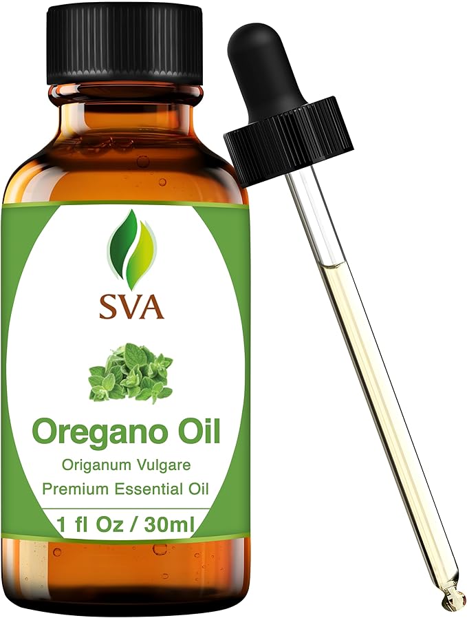 SVA Oregano Essential Oil – 1 Fl Oz – 100% Natural Oregano Oil - for Diffuser, Hair Care, Face, Skin Care, Aromatherapy, Scalp and Body Massage, Soap and Candle Making – with Dropper