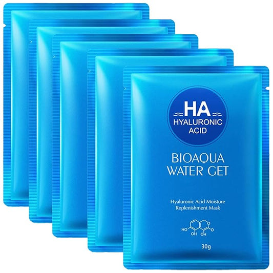 BIOAQUA Hyaluronic Acid Moisturizing Replenishment Facial Mask HA Reduces Acne Deep Cleanse 30g (5 Pack)