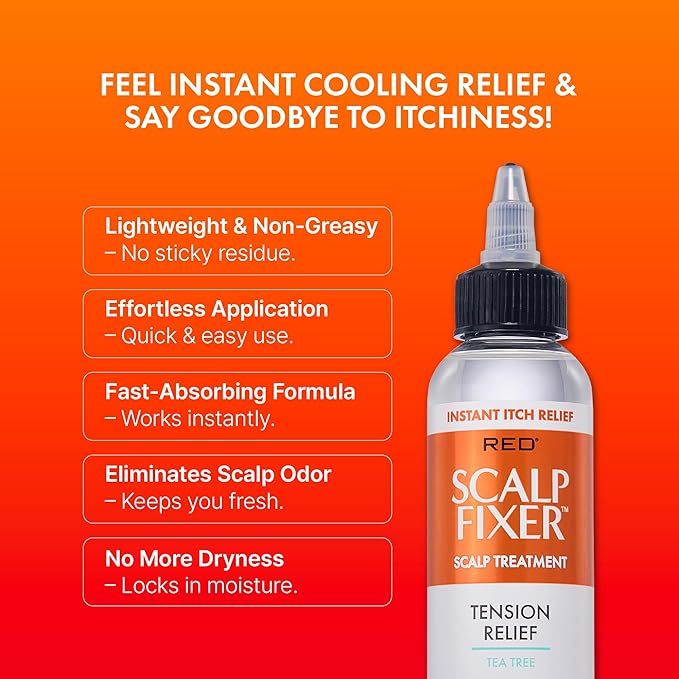 Red by Kiss Scalp Fixer Dry & Itchy Scalp Treatment Instant Cooling Sooth, Hydration & Buildup Control, Detoxify & Balance Healthy Hair (4 fl.oz, Witch Hazel(Scalp Detox))