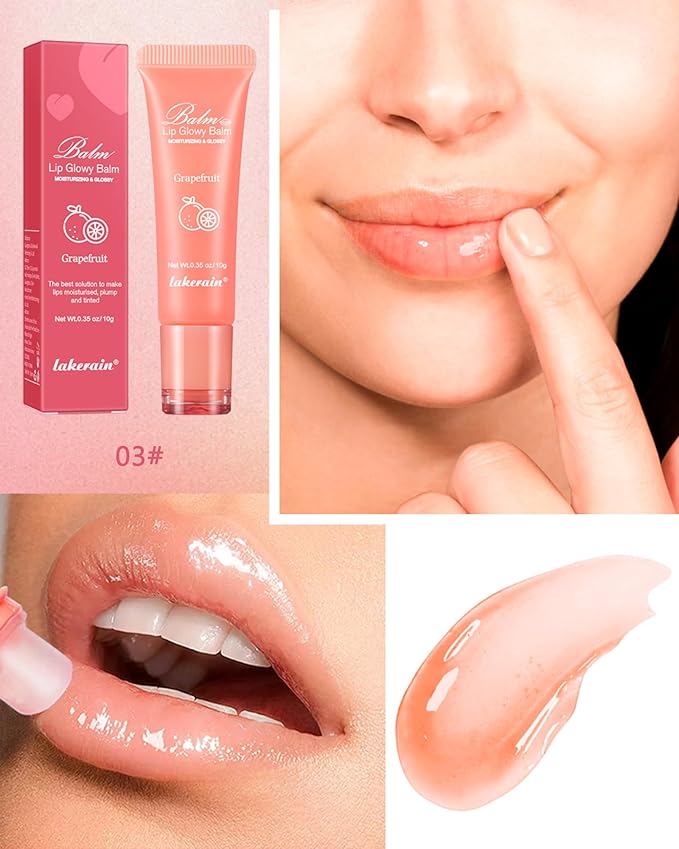 Lip Glowy Balm,Hydrating Nourishing Repair Sleeping Lip Mask,Glossy Finish Lip Moisturizer,Smooth Cracked Chapped Dry Lip,Lip Care Therapy Treatment,Women's Day Makeup Gift for Women-3#Grapefruit