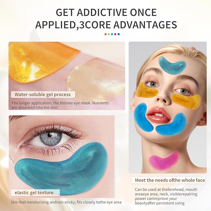 MOND'SUB Premium Under Eye Patches, Gel Eye Patches Hydrating & Refresh for Puffy Eyes, Under Eye Bags & Dark Circles, Natural Collagen Eye Gels Pads, Crystal Anti-Aging Eye Mask (Light blue)