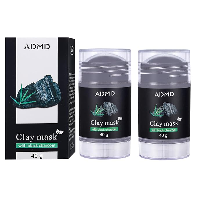 2Pcs Charcoal Mud Mask Stick Clay Mask for Face Deep Pore Cleansing Moisturizing Purifying Facial Blackhead Remover Mask