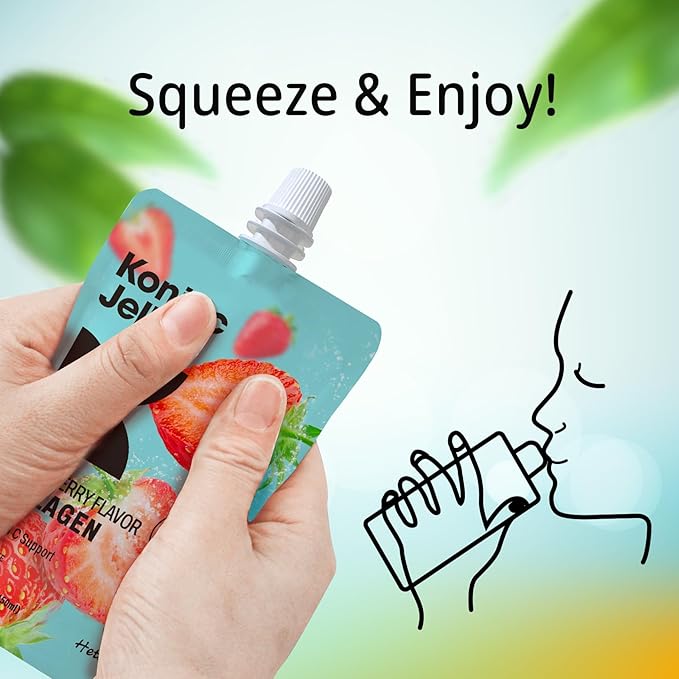 Konjac Jelly Strawberry Flavor with Collagen Peptides 10 Packs and Konjac Angel Hair Gluten Free 12 Packs Low Calorie, Keto, Sugar Free, Healthy Food