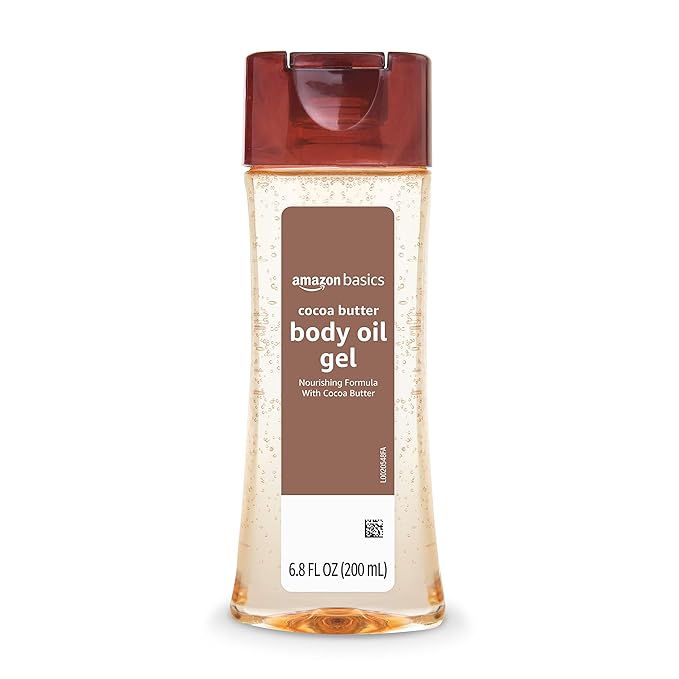 Amazon Basics Body Oil Gel with Cocoa Butter, 6.8 Fl Oz (Pack of 4) (Previously Solimo)