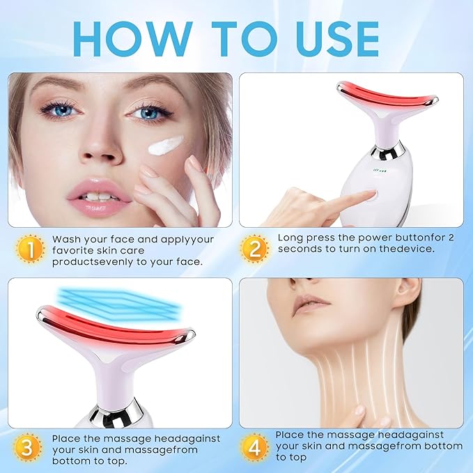 7-Color Light Facial Massager & Neck Contouring Device - Beauty Slimming Tool with Heat Therapy