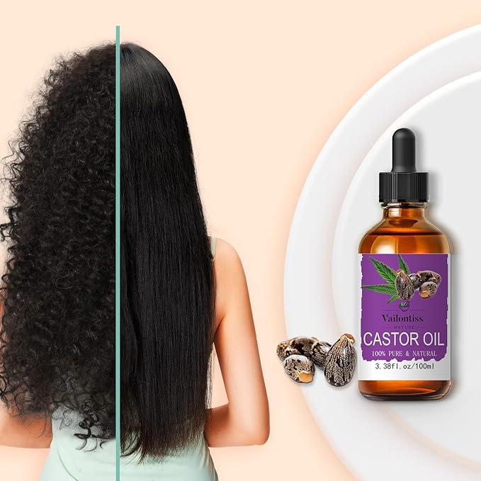 Castor Oil - Carrier Oil for Hair Growth, Relaxing Massage and Body Oil, Castor Oil for All Hair Types and Skin (Castor Oil, 3.4 Fl Oz)