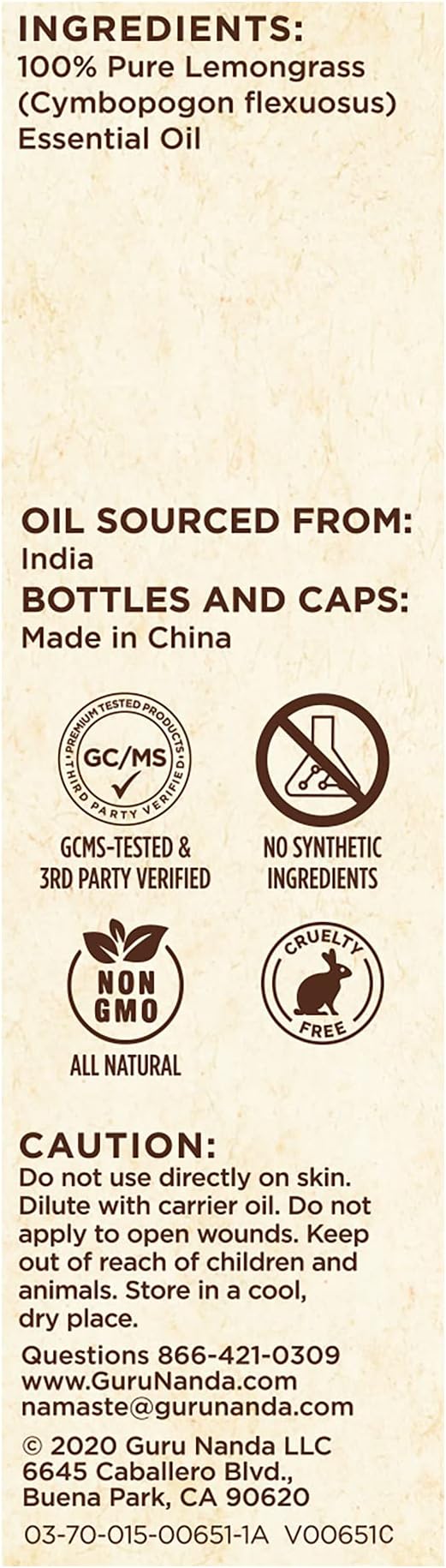 GuruNanda Lemongrass Essential Oil (Pack of 2 x 0.5 Fl Oz) - 100% Pure, Premium Therapeutic Grade Oil for Cleansing and Rejuvenation, Aromatherapy for Hair and Face Care, Fresh Citrus Scent