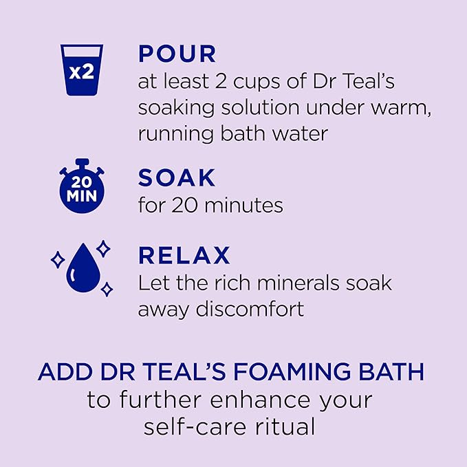 Dr Teal's Pure Epsom Magnesium Salt Soak and Foaming Bath, Soothe & Sleep with Lavender Essential Oils, Duo Pack