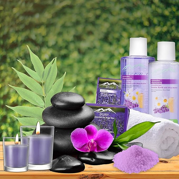 Premium Bath & Body Gift Basket. Ultimate Large Spa Basket! #1 Spa Gift Baskets for Women. Pampering Home Spa Kit - Natural Organic & Infused with Essential Oils! (Extra Large Lavender Bath Gift)