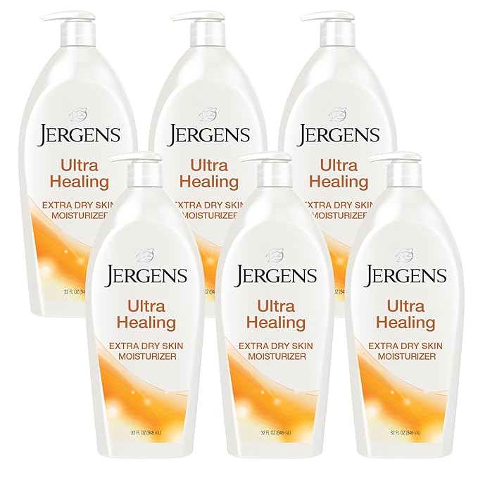 Jergens Ultra Healing Dry Skin Lotion, Hand and Body Moisturizer for Quick Absorption into Extra Dry Skin with Hydralucence Blend, Vitamins C, E and B5, White, 32 oz, Pack of 6