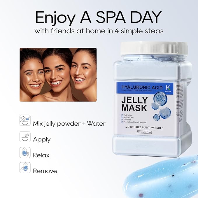 Hyaluronic Acid Jelly Mask Powder for Skin Care, Jelly Masks for Facials Professional, Facial Peel Off Gel Mask for Skincare, Hydrating Anti Wrinkle Peel Off Mask
